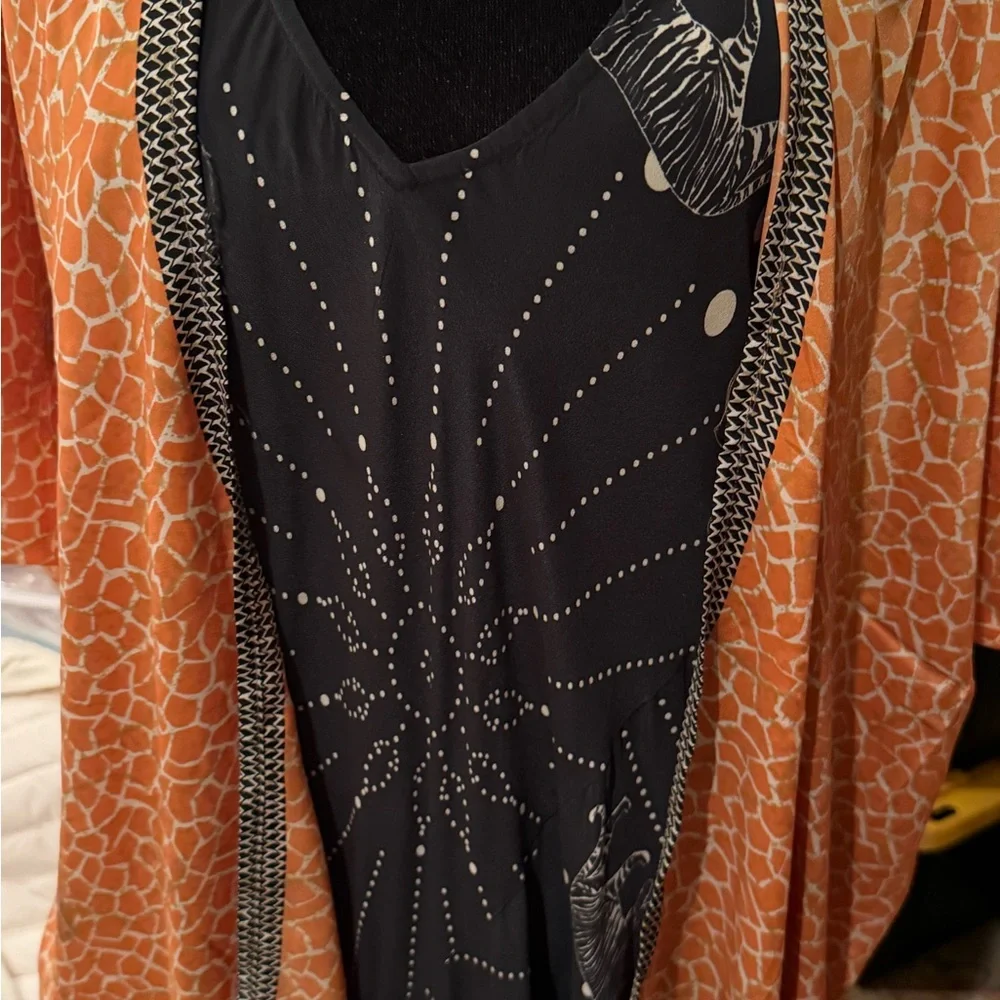 Johnny Was BIYA Black Silk Rea Dress with tiger graphics - sleeveless on Sale!! - Picture 10 of 13